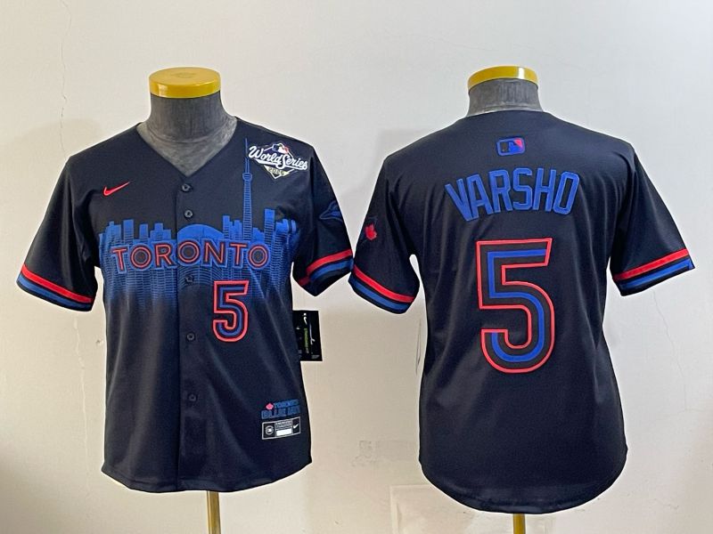 Youth 2025 Nike Toronto Blue Jays #5 Varsho Blue Game MLB Jersey 09